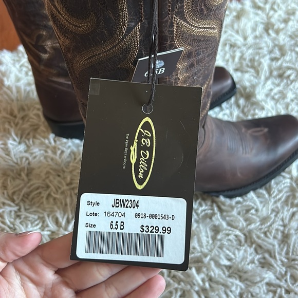 NWT JB Dillon cowboy boots. Size 6.5B. Brown - Picture 3 of 7